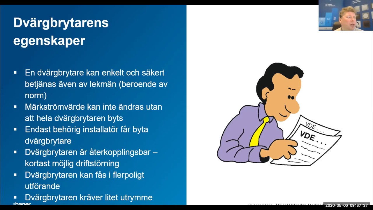 Dvärgbrytare, utlösningsvillkor & selektivitet - Webbinarium Hager - 6 maj 2020