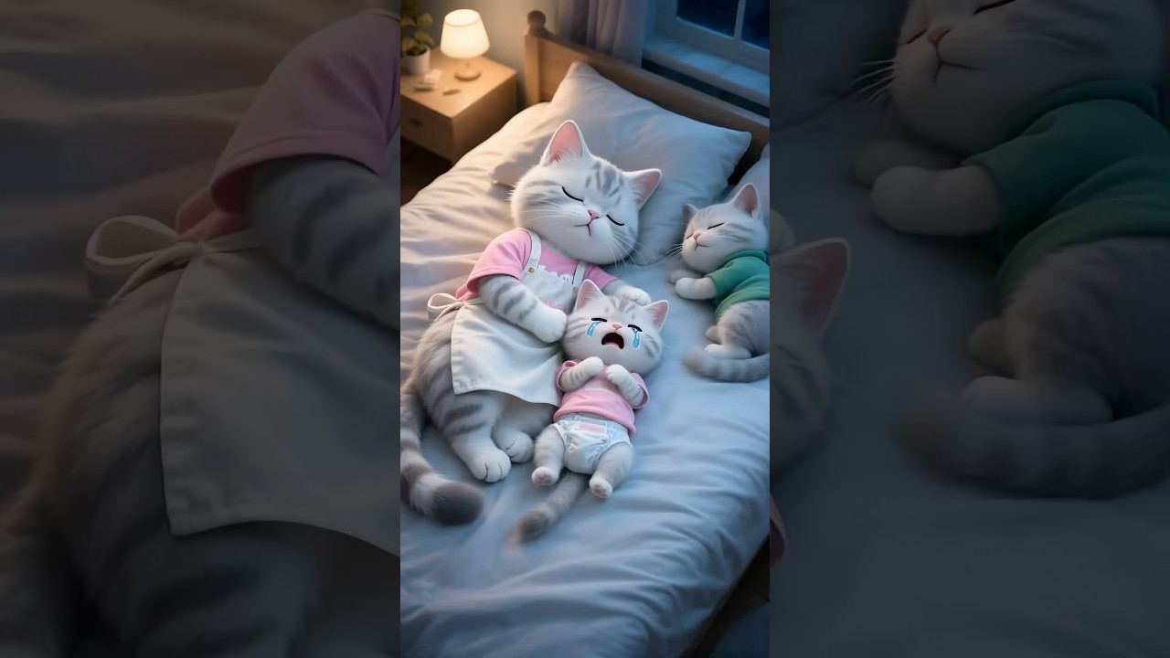 2 AM Kitten Crying&mdash;Cat Dad Changes Diaper 🐱💤 #shorts