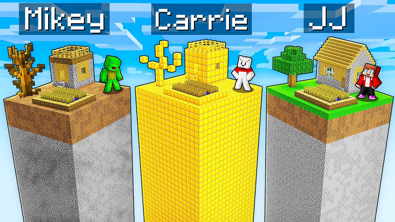 JJ vs Mikey vs Carrie: CHUNK BATTLE in Minecraft - Maizen