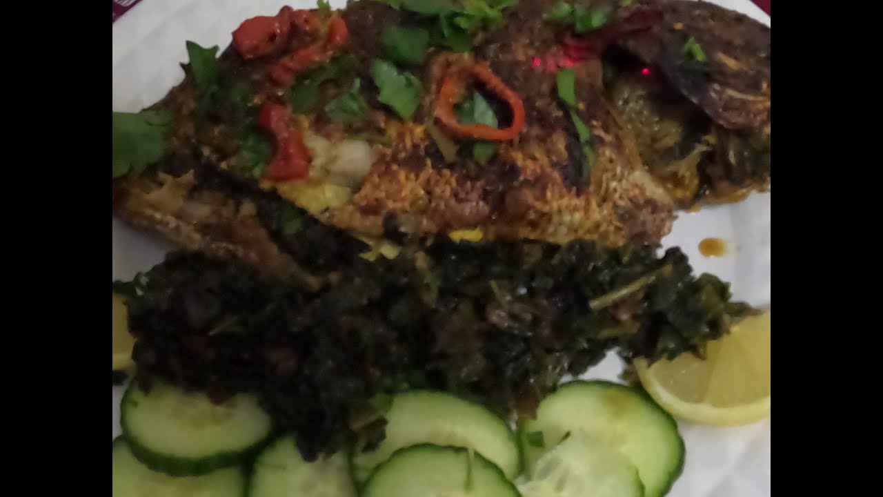 Oven Fried Porgy with Spinach and Kale