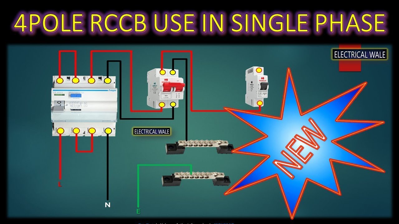 how to use 4pole elcb in single phase //  three phase rccb elcb connection  BY ELECTRICAL WALE