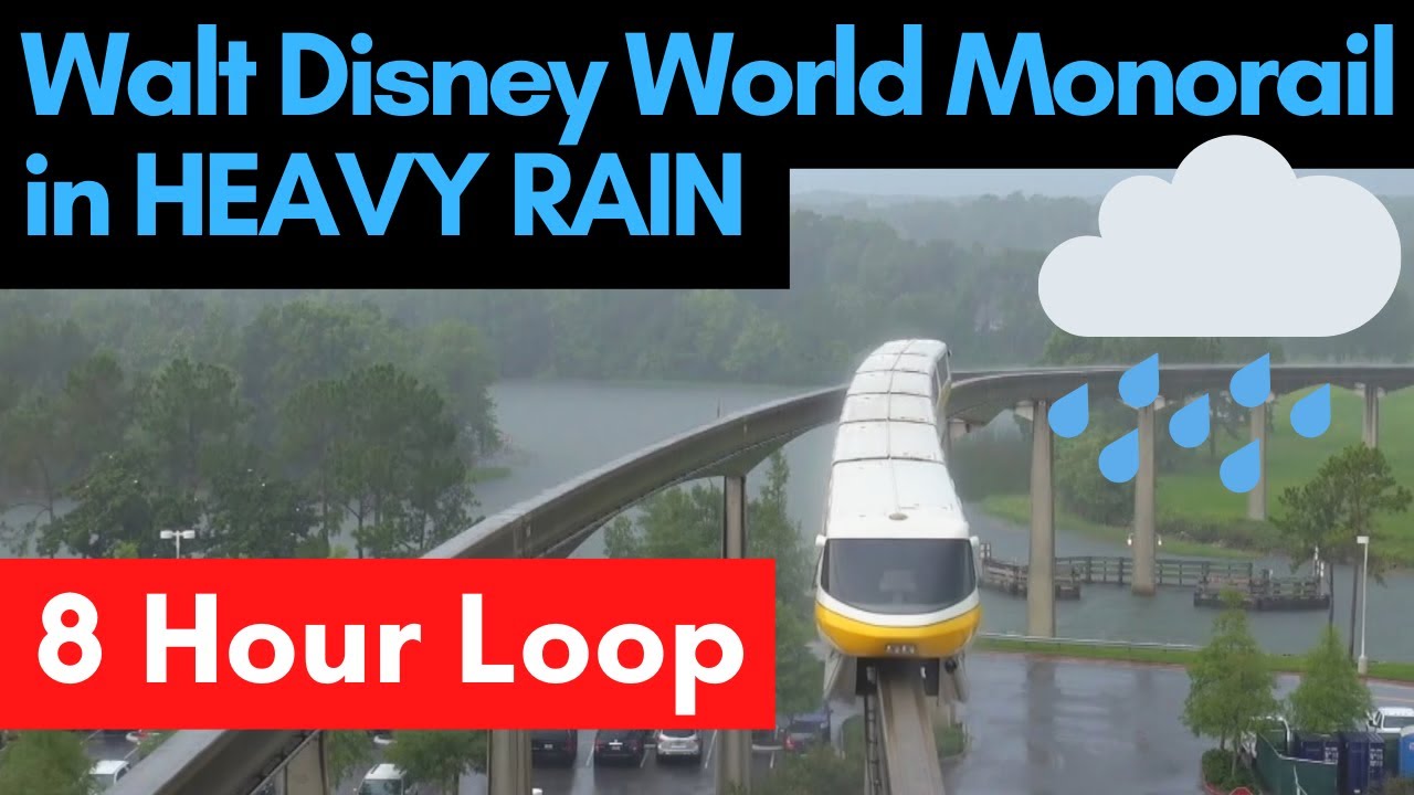 8 Hours of Heavy Pouring Rain On-board the Walt Disney World Monorail | 8 Hour of Heavy Rain Sounds