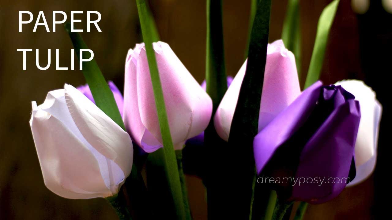 [FREE template] How to make paper tulip flower from printer paper
