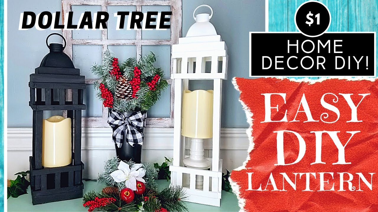 DOLLAR TREE DIY Lantern | Year Round Home Decor | Tall Design & Decorative Trim | New 2020 Design!