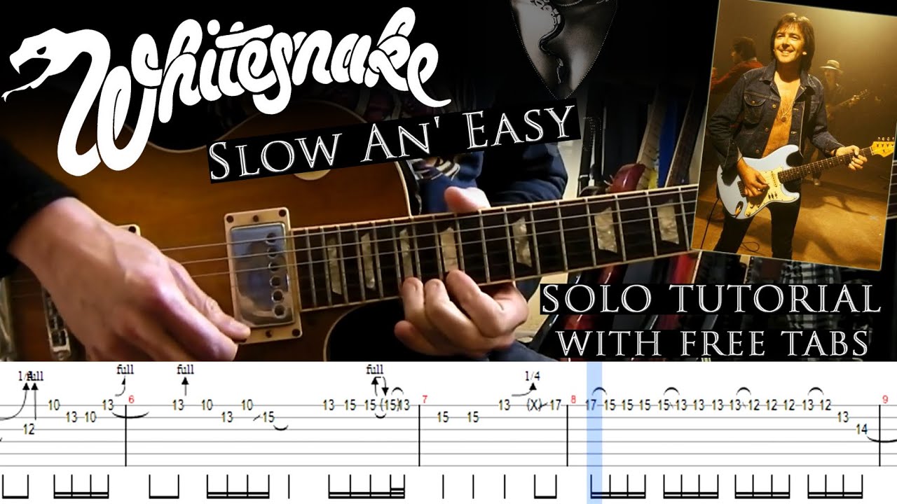 Whitesnake - Slow An' Easy 2nd guitar solo lesson (with tablatures and backing tracks)