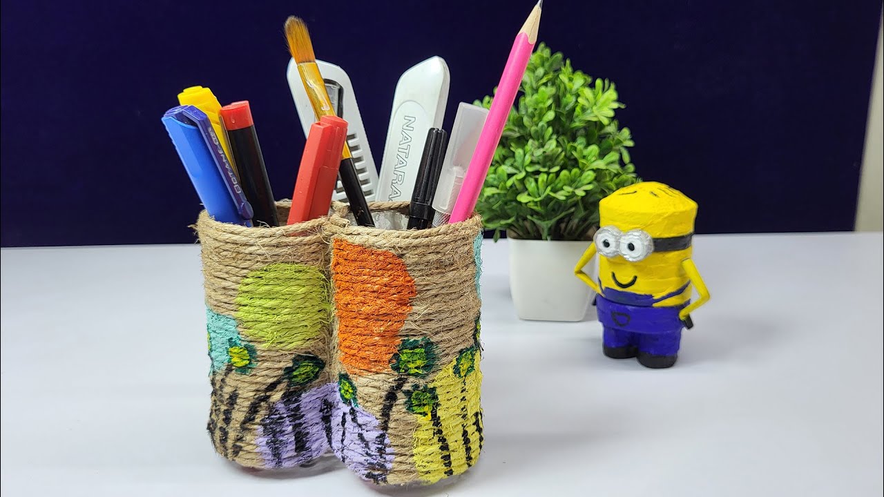 DIY Boho Pen Stand | Jute Rope & Plastic Bottle Craft | Boho Style Pen Holder from Plastic Bottle