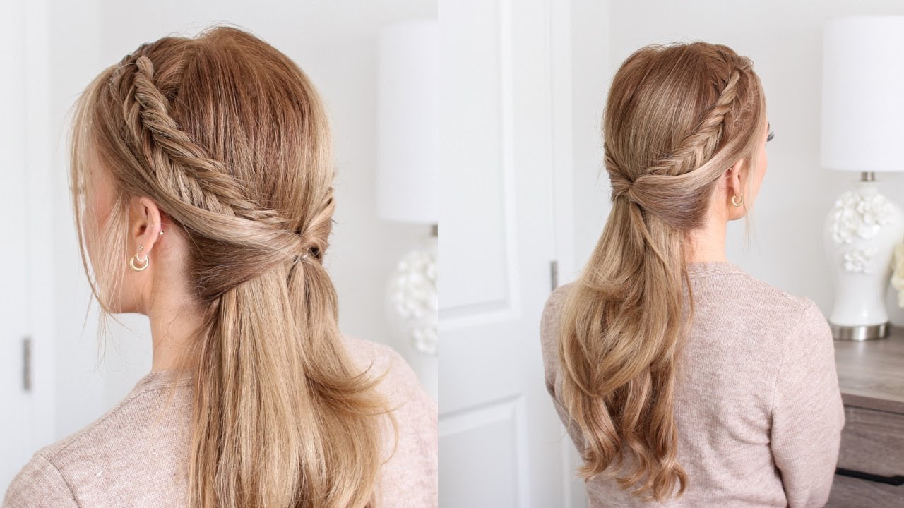 HALF UP FISHTAIL HAIRSTYLE | Braided Hairstyles for Medium Long Hair