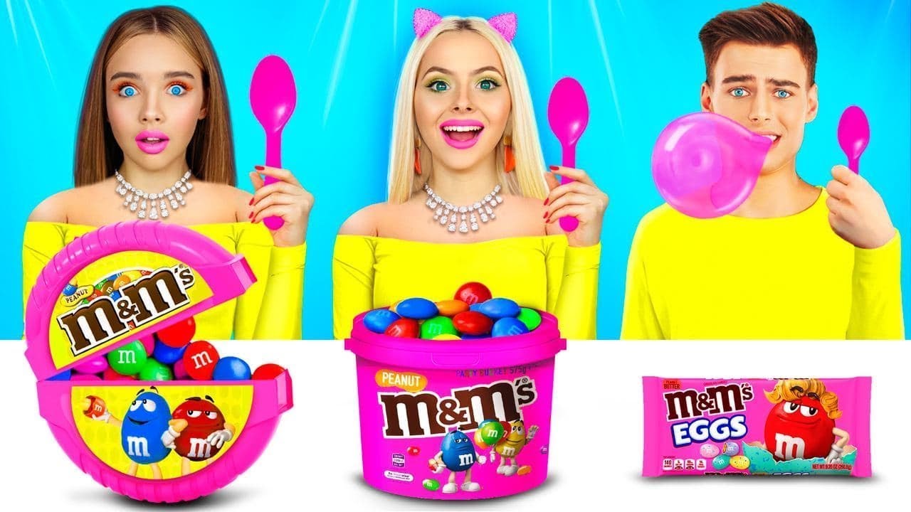 Wyzwanie Duża, Średnia i Mała Guma Balonowa | Zabawna Bitwa na dmuchanie gumy by RATATA CHALLENGE