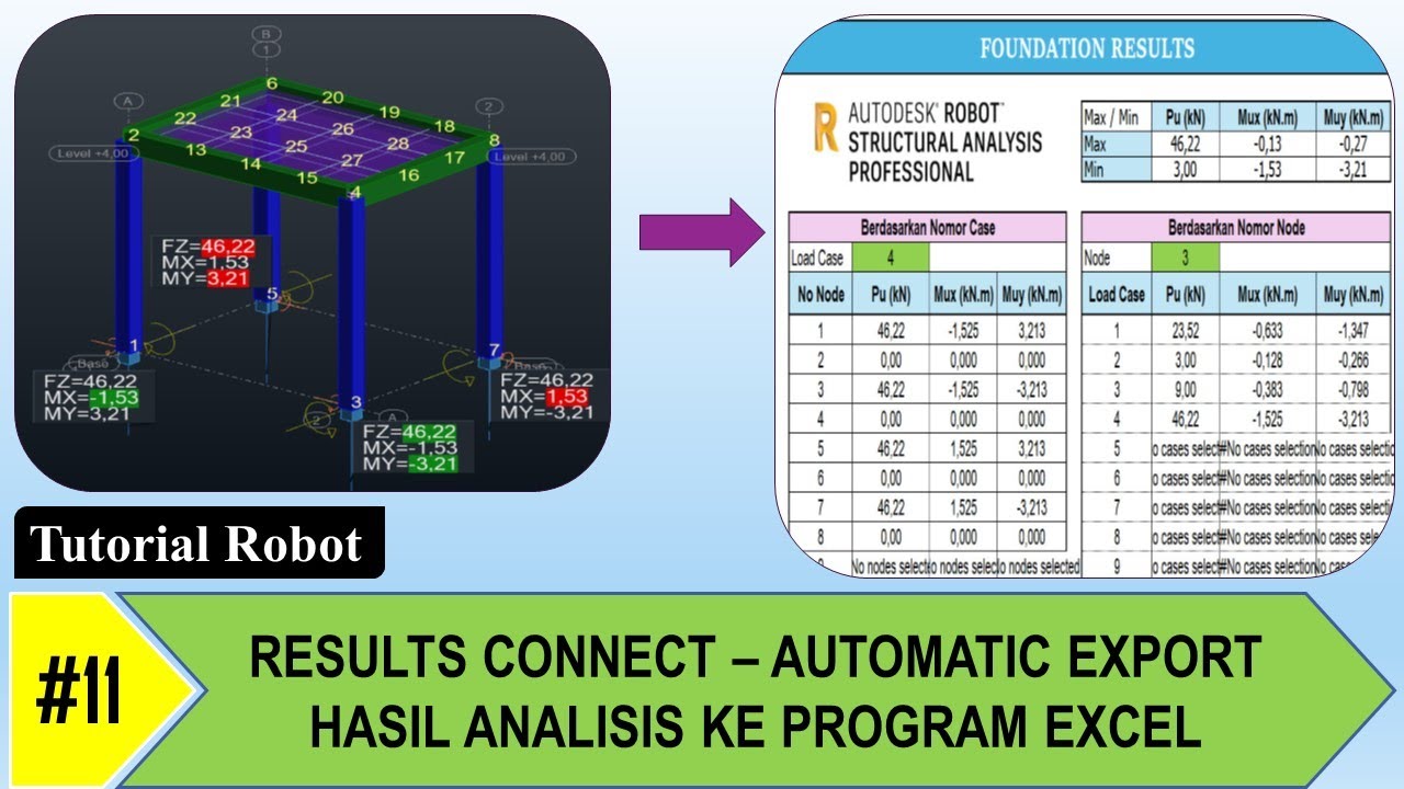 Robot Structural Analysis #11 RESULTS CONNECT ~ AUTOMATIC EXPORT HASIL ANALISIS KE PROGRAM EXCEL