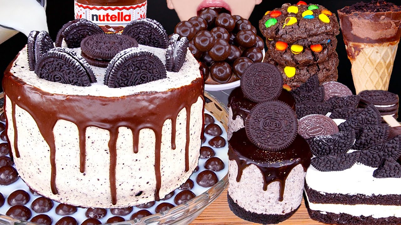 ASMR MALTESERS MAGNUM CHOCOLATE ICE CREAM OREO MILK NUTELLA M&M'S DESSERT MUKBANG먹방咀嚼音 EATING SOUNDS