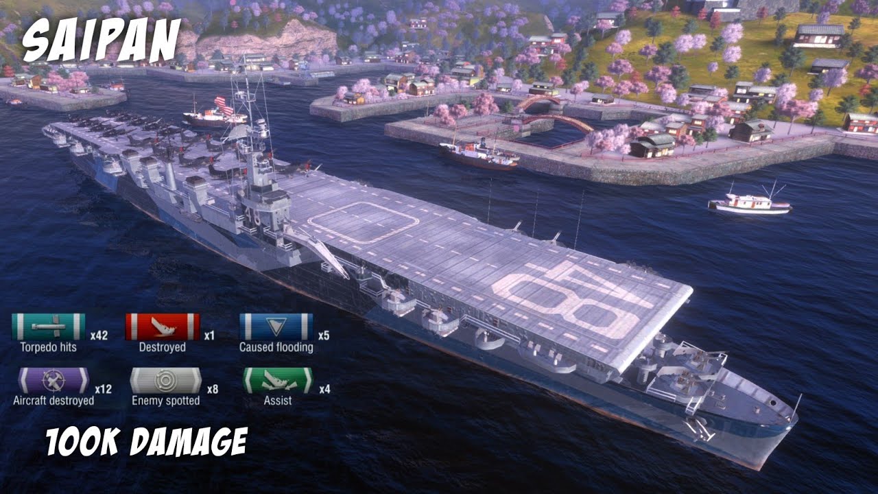 Saipan , to Win 100k dmg | World of Warships Blitz