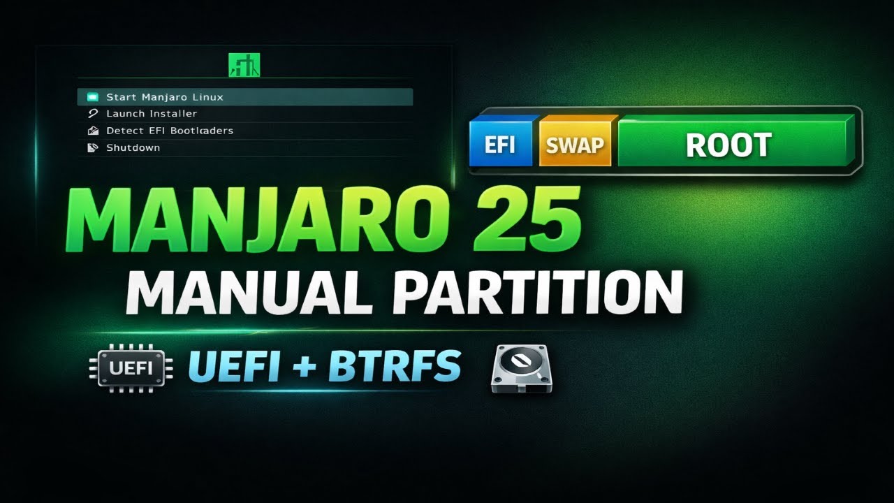 Переход на Arch Linux в 2026 году: установка Manjaro 25 с ручным разделением диска (UEFI + Btrfs)