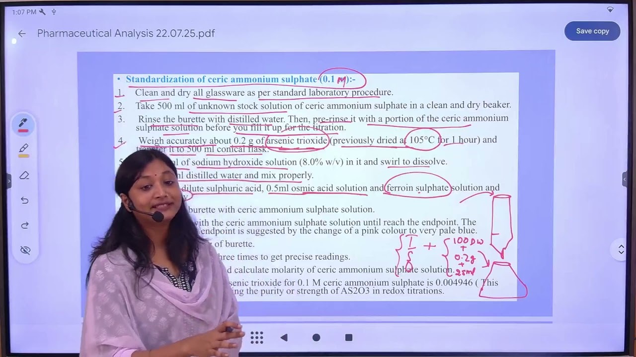 Lecture 9 | Prep & Standardization of Ceric Ammonium Sulphate | B.Pharm 1st Semester | Khushboo Mam