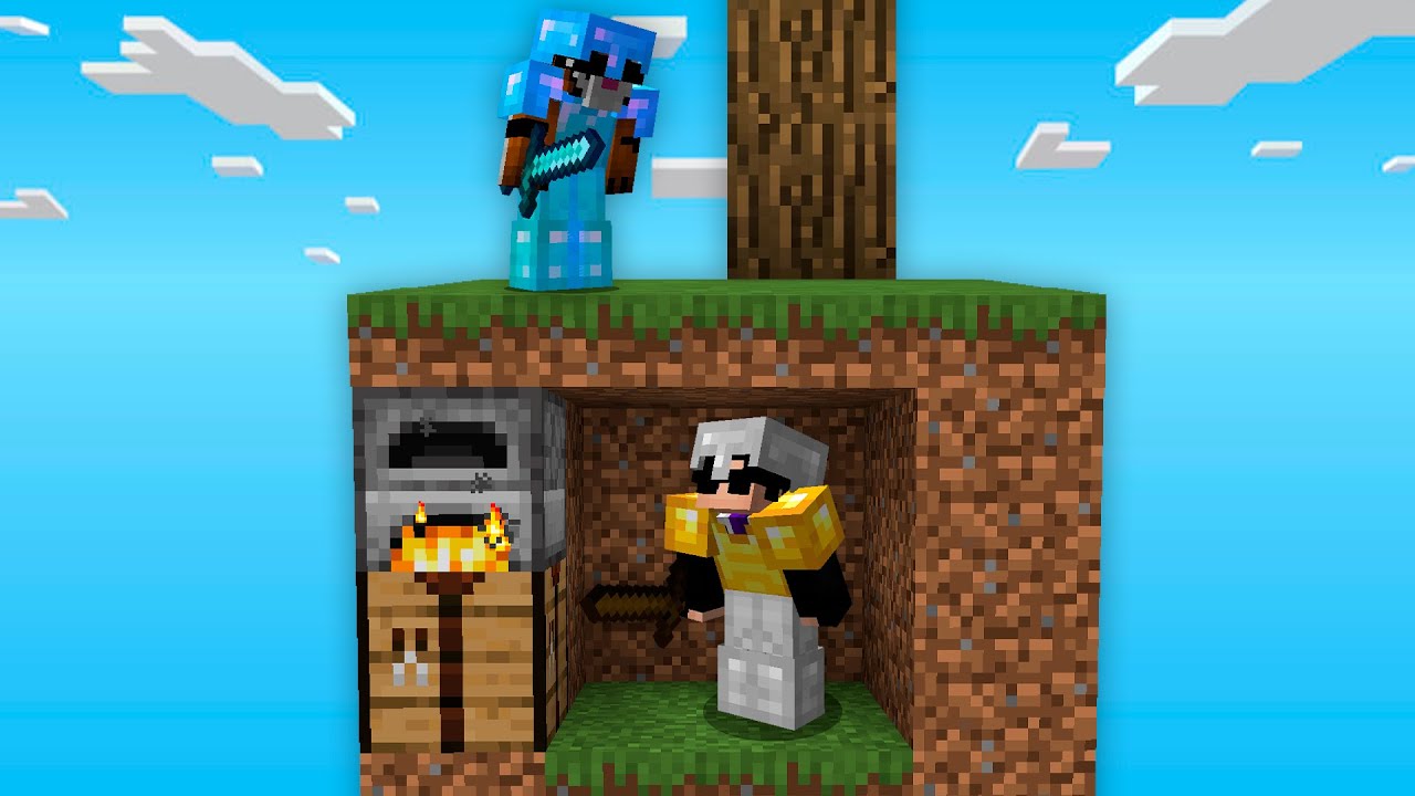 EDUARDOLUGO51 vs CAZADOR en UN CHUNK ⚔️ en Minecraft Manhunt ⛏️