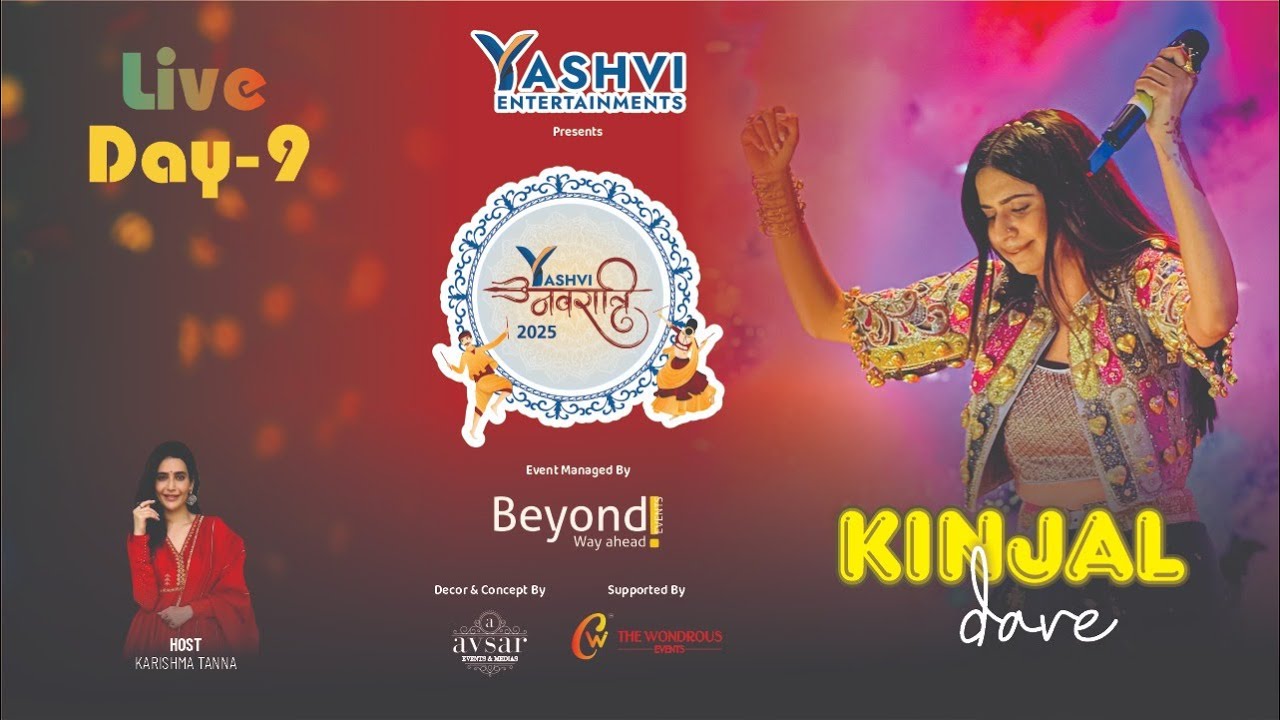 Yashvi Navratri 2025 | Live Garba Day 9 | Kinjal Dave | Host Karishma Tanna | Surat 2025