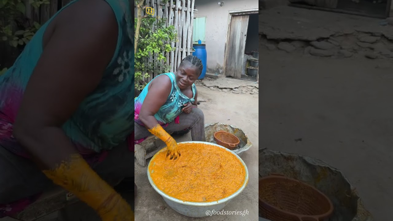Как приготовить пальмовое масло с нуля - рецепт ганского дзоми #foodstoriesgh #palmoil #Dzomi