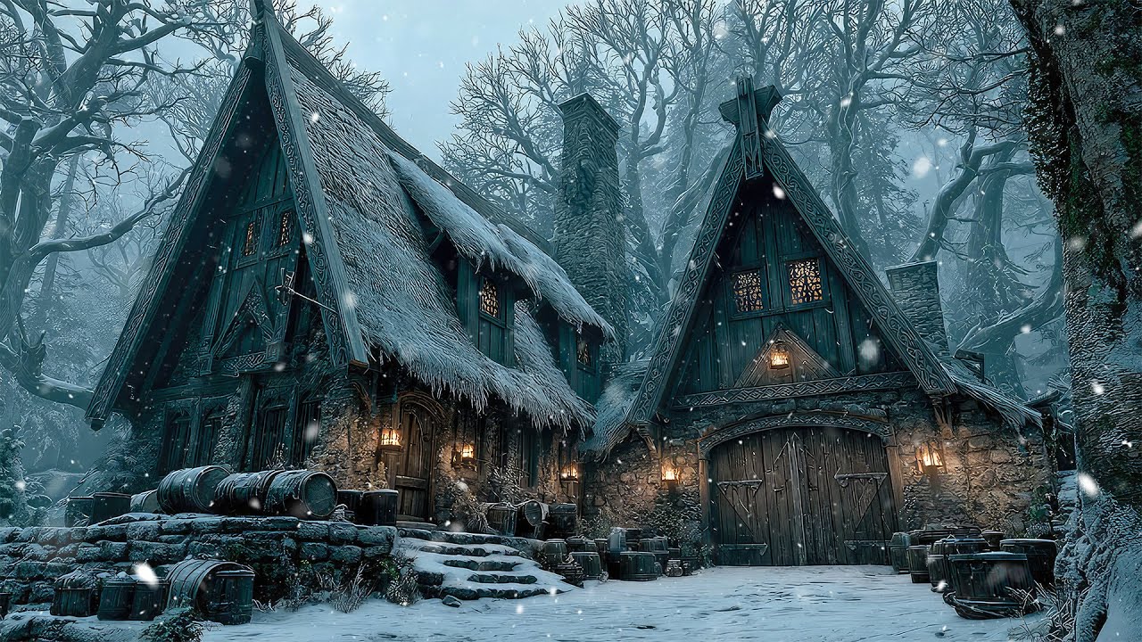 The Frostbound Lodge of Silent Timber | Celtic Medieval Winter Ambience for Cozy Focus & Calm