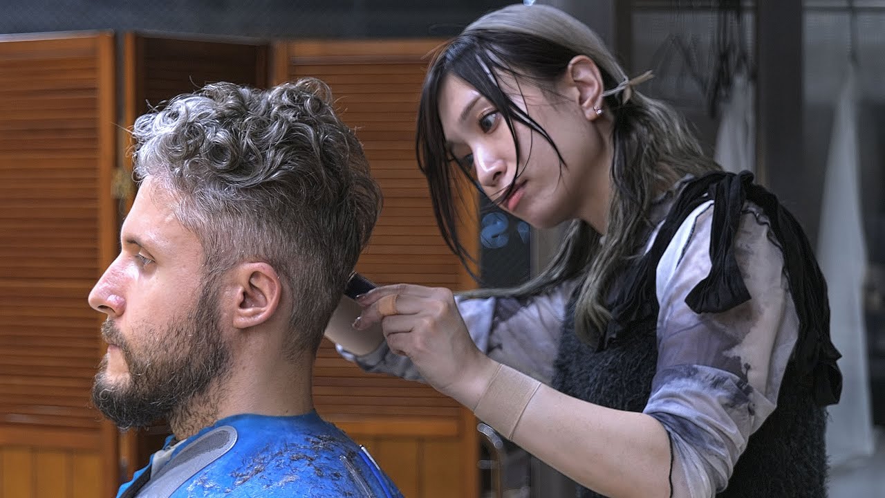 💈(ASMR) Super Relaxing Haircut Session with Head Spa & Massage by Cute Japanese Lady Barber Shinomi