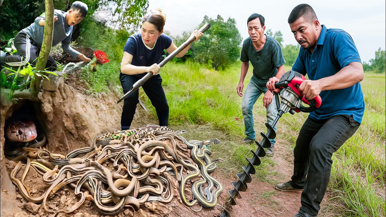 Insane! Brave Hunter Harvesting 100 Deadly Dragon Snakes Using Only Primitive Tools