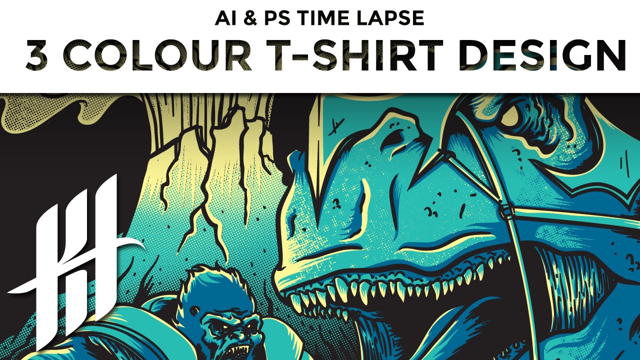 Adobe Illustrator & Photoshop Time Lapse - Secondhand Habit 3 Colour T-shirt Design by Katie Hodgson