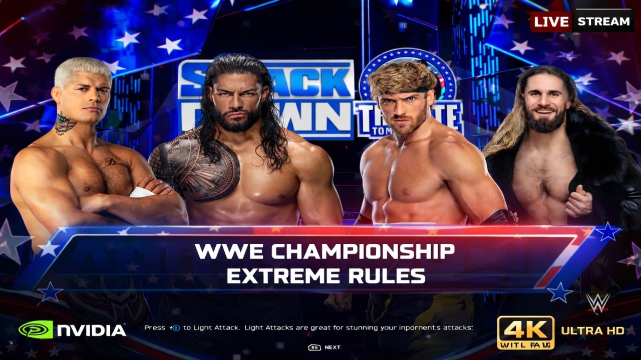 WWE 2K25 ChampionshipMatch – Roman Reigns vs Logan Paul vs Seth Rollins vs Cody Rhodes NVIDIA 4K UHD