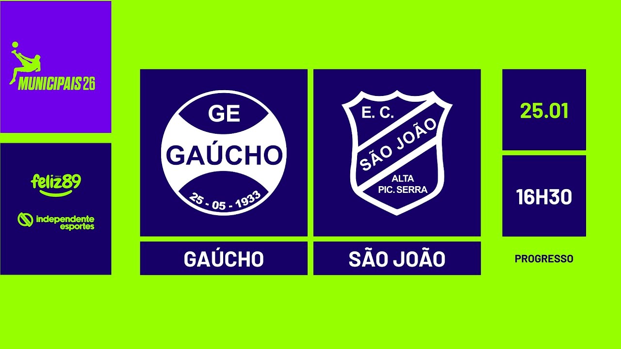 GAÚCHO x SÃO JOÃO | MUNICIPAL DE PROGRESSO | AO VIVO | 25/01/2026