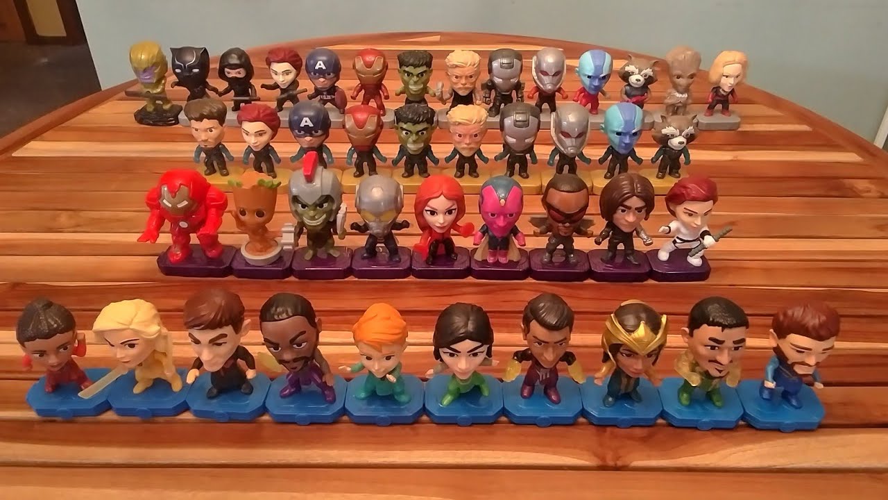 ALL 43 MARVEL MCDONALDS HAPPY MEAL TOYS 2018 - 2021 AVENGERS ENDGAME, MARVEL STUDIOS AND ETERNALS