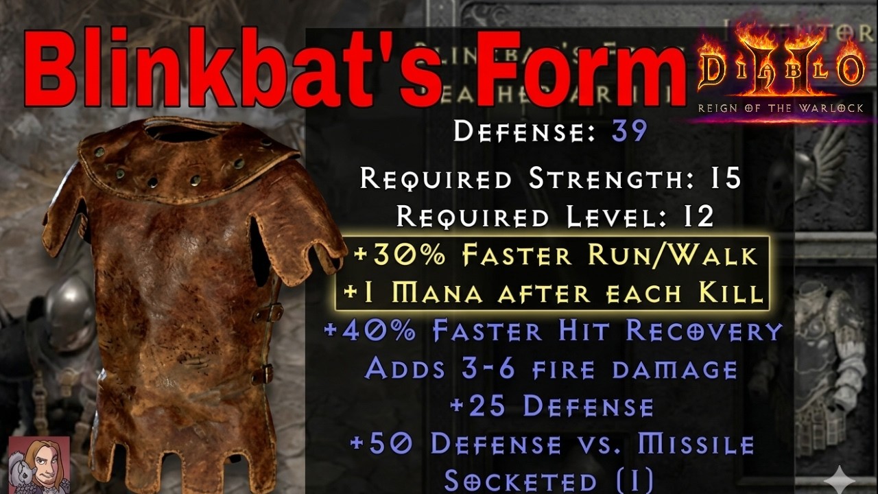 D2R RotW Updated Uniques - Blinkbat's Form (Leather Armor)