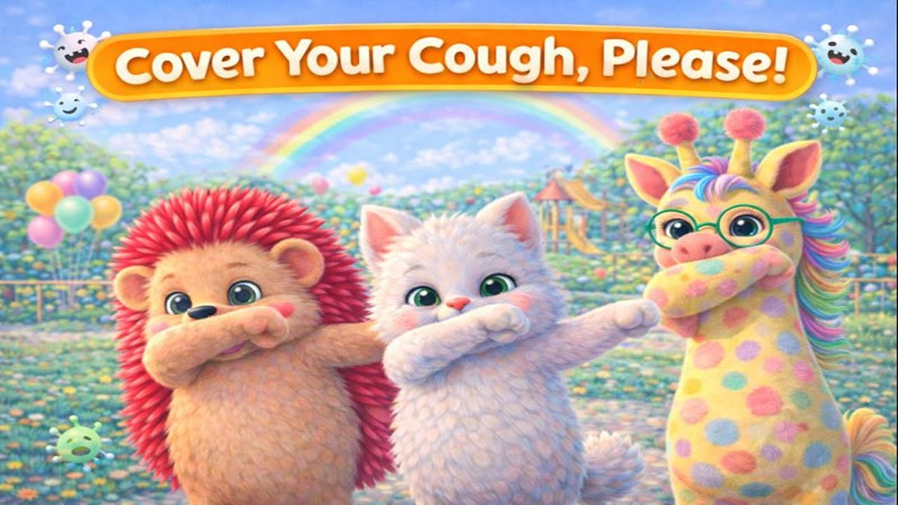 🌟 Cover Your Cough, Please!  Nursery Rhymes & Kids Songs🌟@heggytime