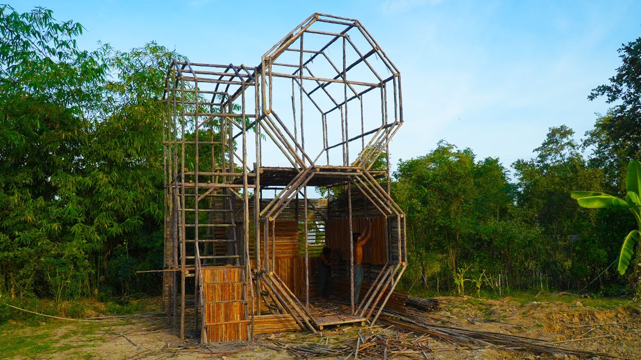 Build A Luxurious 2-Storey Modern Bamboo Resort House [Part 1]