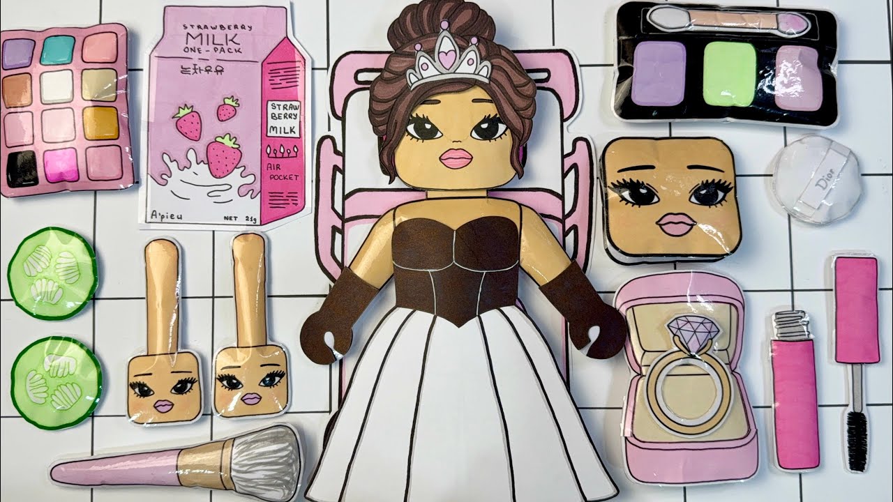 💸paper diy💸 ROBLOX 👸🏼 Makeup for roblox girl 💄 + skincare 종이놀이 | 로블록스 메이크업