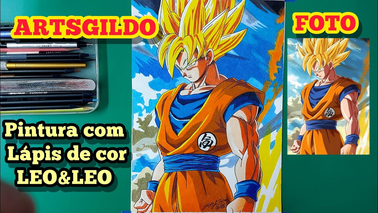 COMO PINTAR GOKU COM LÁPIS DE COR