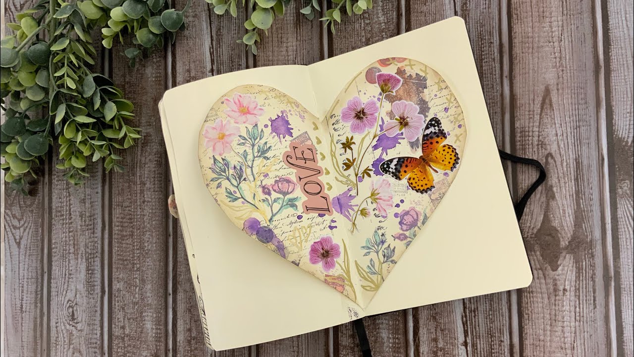 Relaxing Art Journal, Pop Up Heart, Valentine’s Day Art Journal