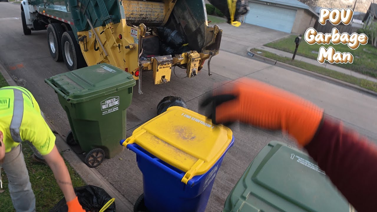 Manual Bulky Trash Collection | Garbage Truck Rear Loader POV | 4K Full HD