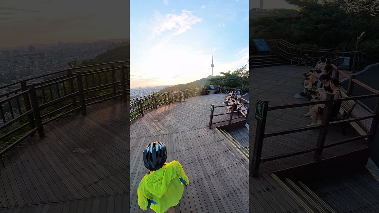 Cycling to Namsan Tower