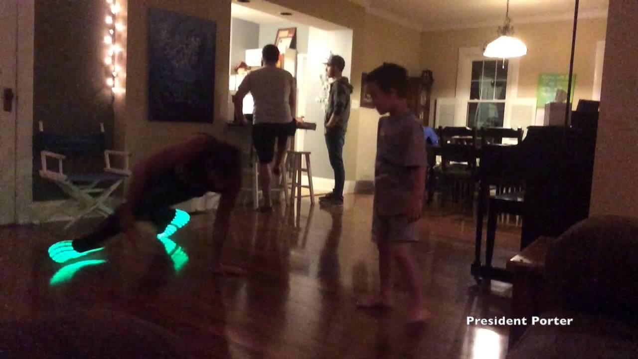 PresidentPorter Bboy Jericho and Levi practice with glow shoes