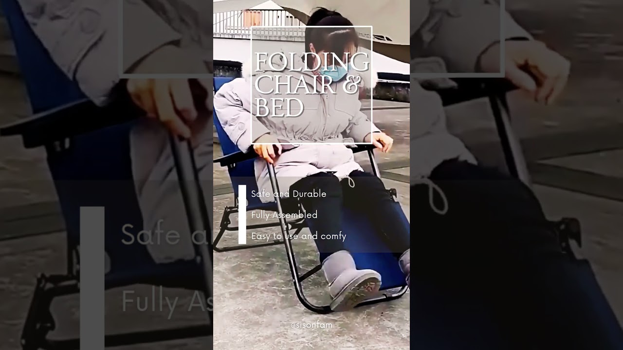 2-in-1 Folding Chair Bed 🛏️ 178CM Portable Recliner for Naps, Camping & Lounging! #shorts