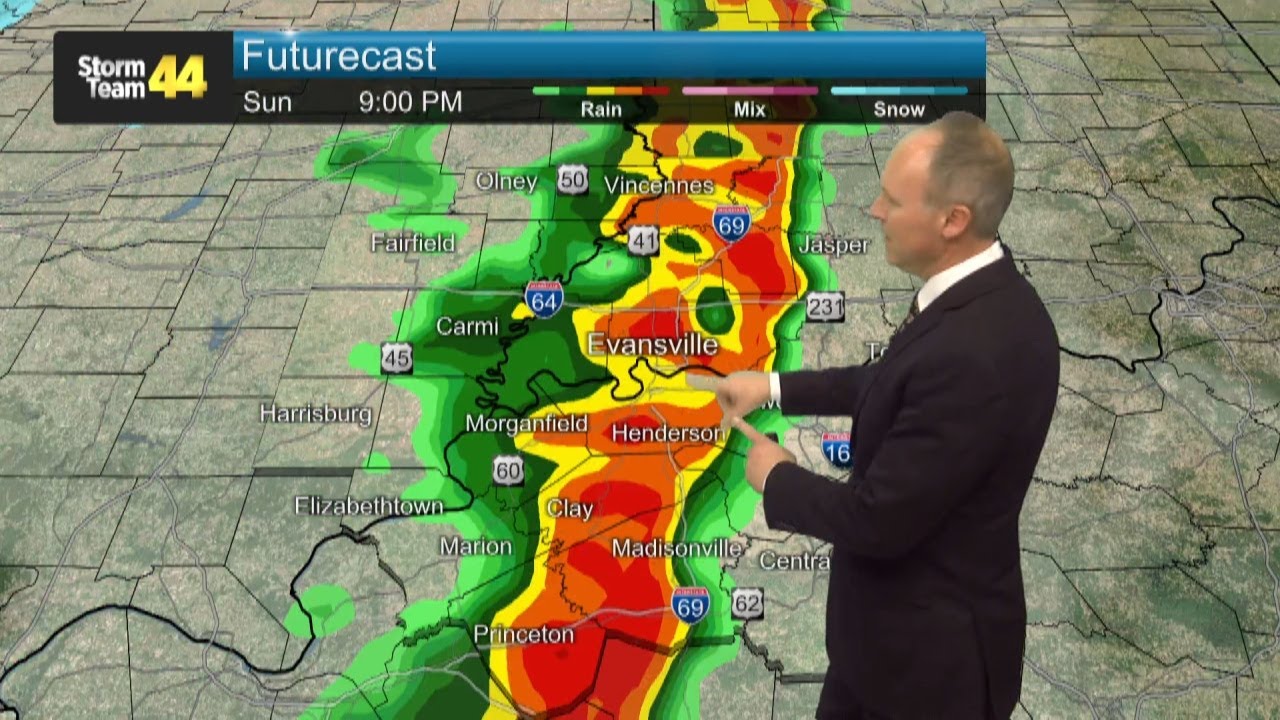 A warm weekend with severe storms late on Sunday, then snow Sunday night