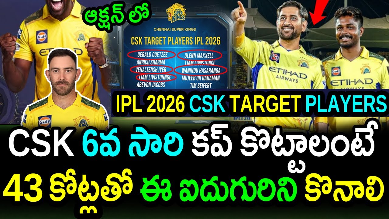 CSK Auction Strategy For IPL 2026 Revealed!|IPL 2026 CSK Target Players|IPL 2026 Auction Updates