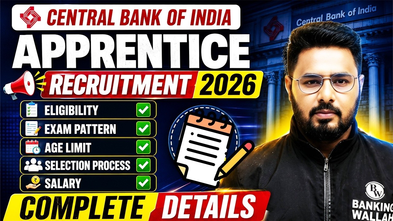 Central Bank of India Apprentice Recruitment 2026 | CBI Apprentice Notification OUT 📢 Full Details