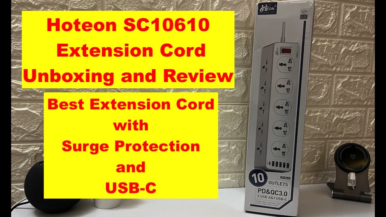 Hoteon SC10610 Extension cord with Surge Protection | Best Extension Cord with USB-C port in India