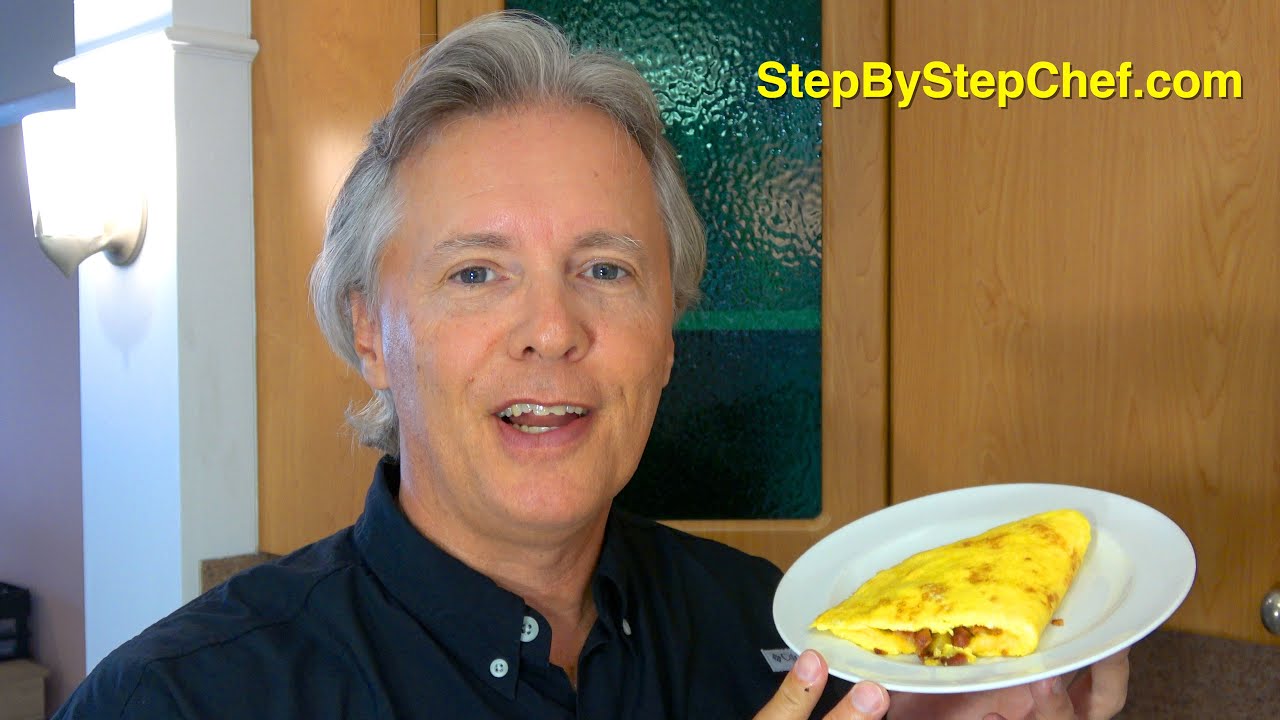 Easy Crispy Bacon & Cheese Omelet Recipe -- StepByStepChef.com