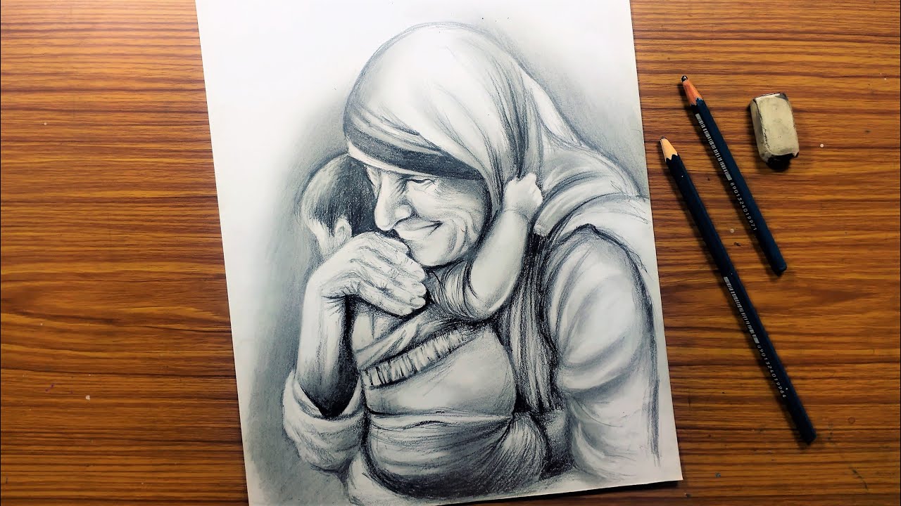 Mother Teresa (happy women's day)- mother's day drawing idea with simple pencil shade/ever art