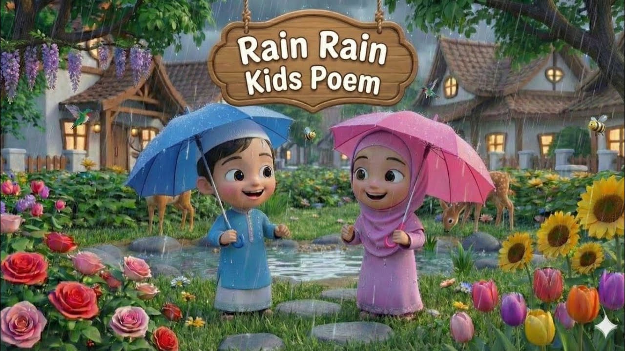 Rain Rain Fun Poem | Islamic Version | Kids nursery rhymes | Nasheed | Little World TV 