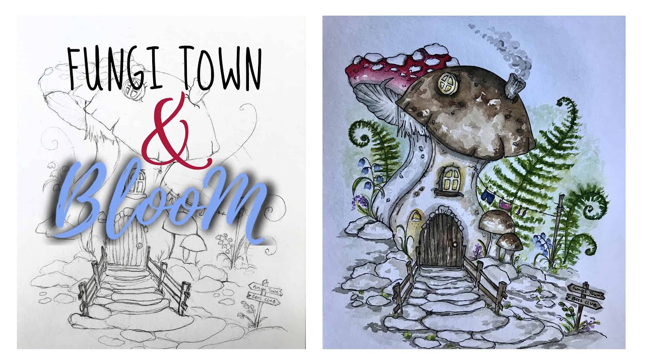 🍄 Whimsical & Enchanted Mushroom House Watercolour Painting - Follow The Sign