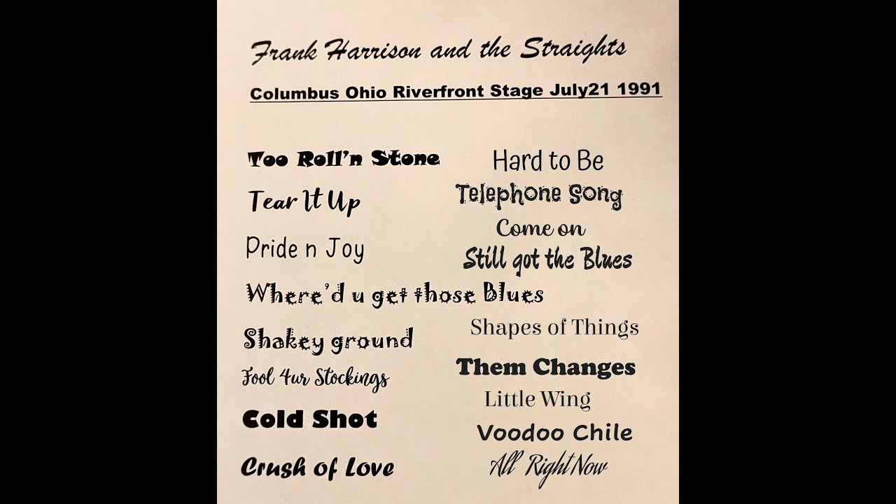 1991 Riverfront Concert Columbus Oh Frank Harrison and The Straights