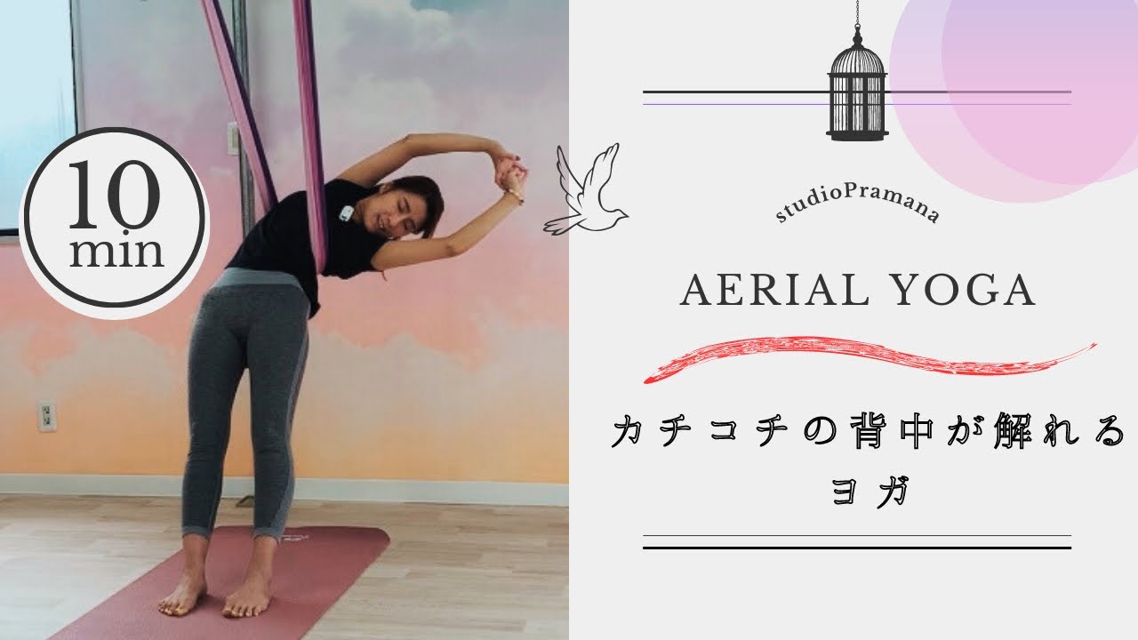 エアリアルヨガ初心者OK！背骨の詰まりをとってスッキリ！！ #エアリアルヨガ #ヨガ #ヨガ動画