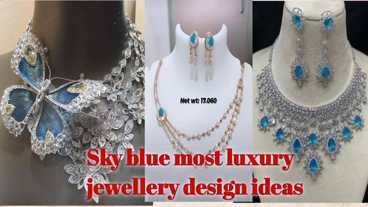 Sky blue jewellery💙 most luxury unique design  ideas || blue diamond jewellery collection