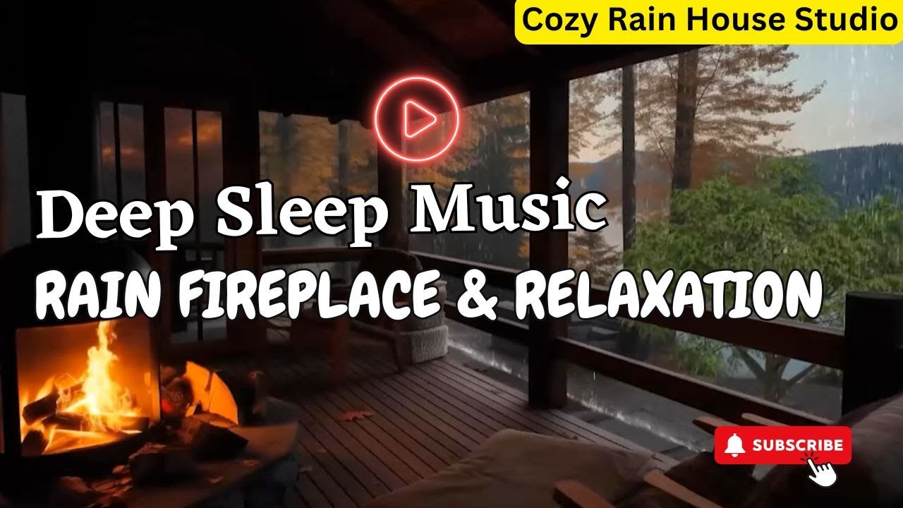 Warm Cabin Fireplace and Rainstorm Ambience – Ultra-Relaxing 8 Hour Sleep Sounds for Calm Nights