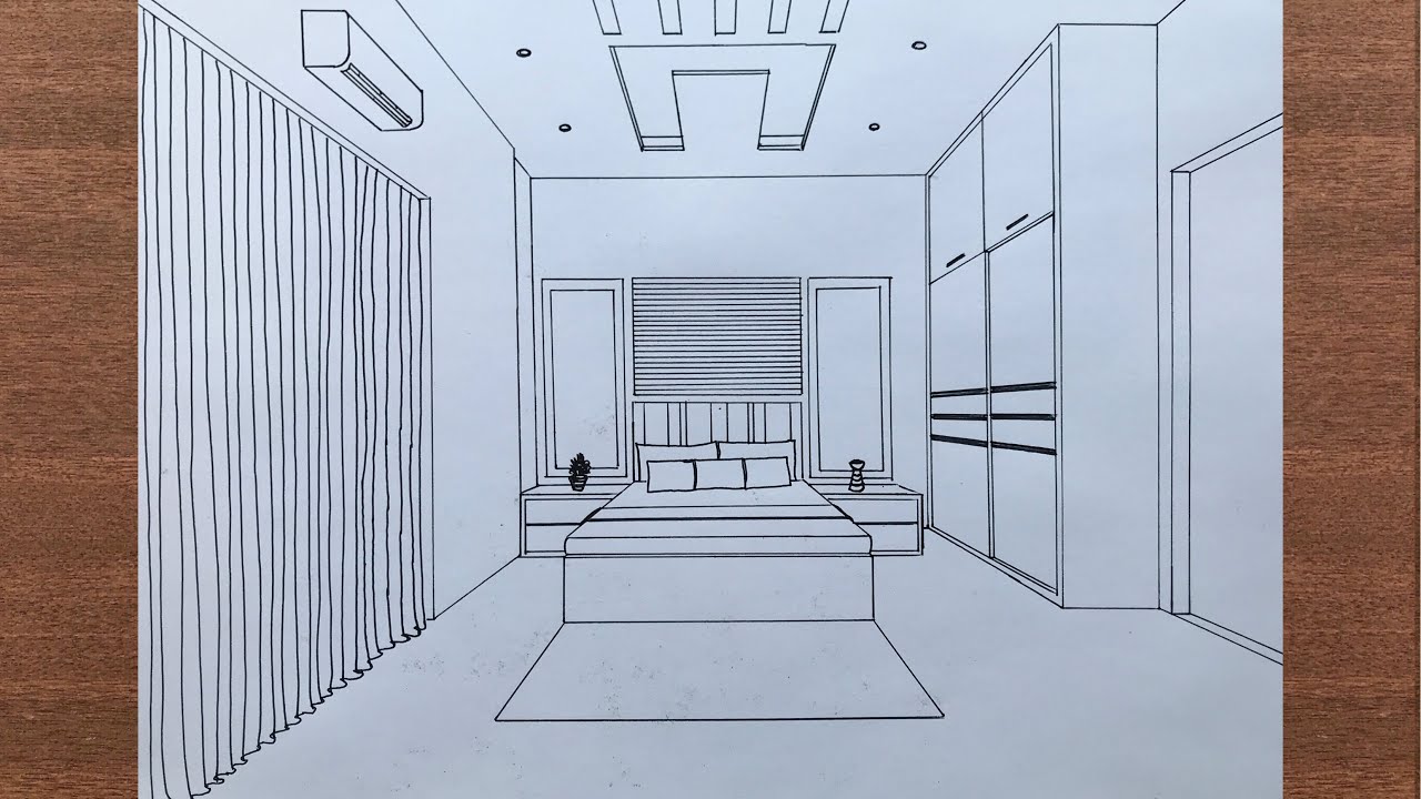 How to Draw a Bedroom in 1-Point Perspective